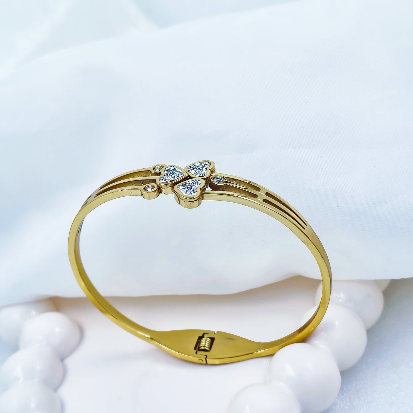 Gold Plated Triple Heart Kada – Anti Tarnish (Regular Size 2.6 & 2.8)