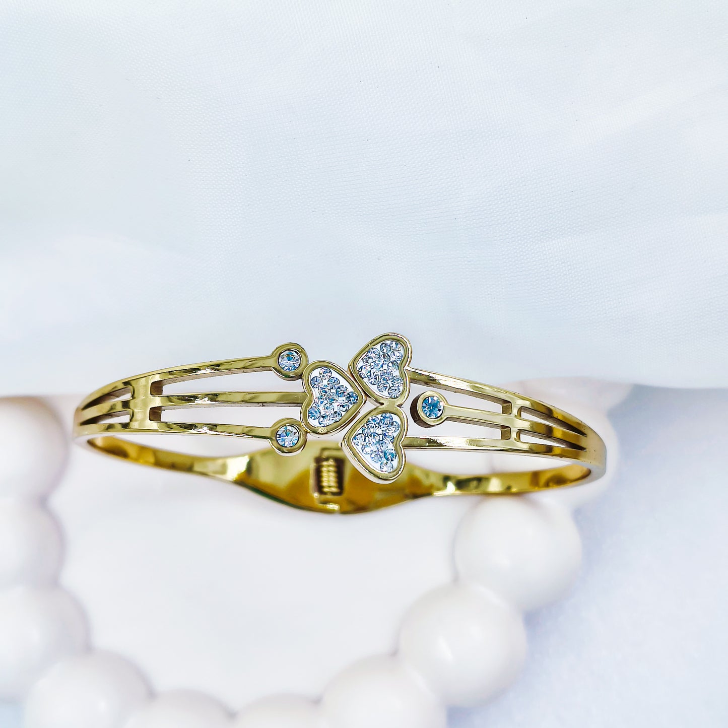 Gold Plated Triple Heart Kada – Anti Tarnish (Regular Size 2.6 & 2.8)