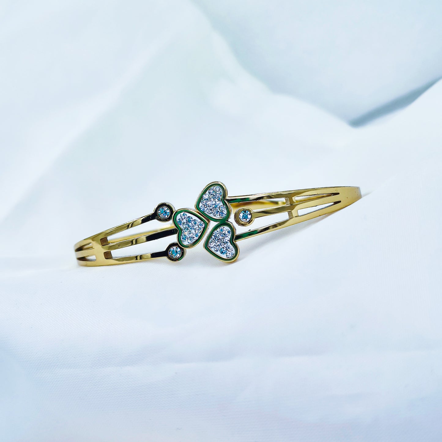 Gold Plated Triple Heart Kada – Anti Tarnish (Regular Size 2.6 & 2.8)