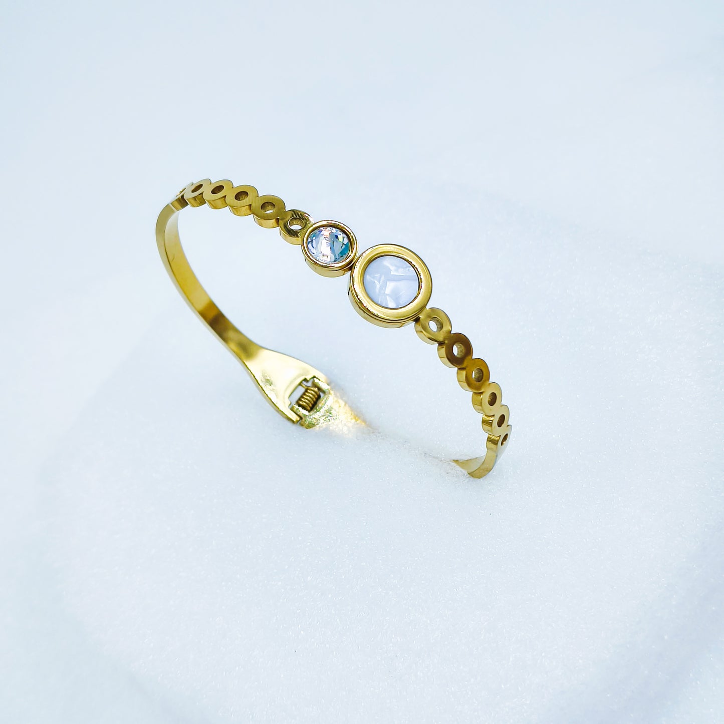 Gold Plated Anti-Tarnish Stone Studded Kada (Size 2.6 & 2.8)