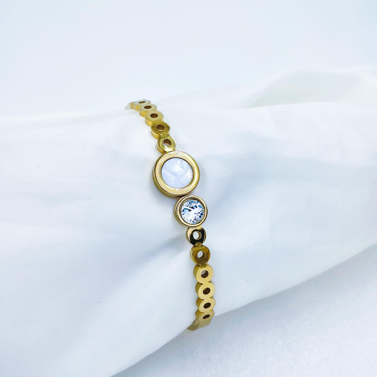 Gold Plated Anti-Tarnish Stone Studded Kada (Size 2.6 & 2.8)