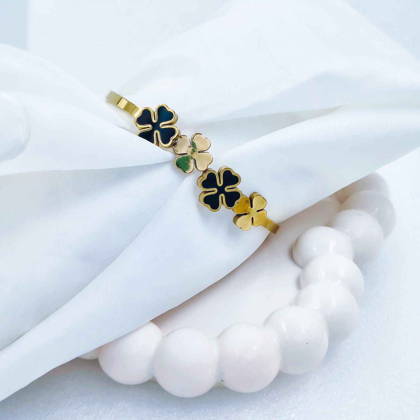 Four Clover Gold Plated Anti-Tarnish Bracelet (Regular Size & 2.8)