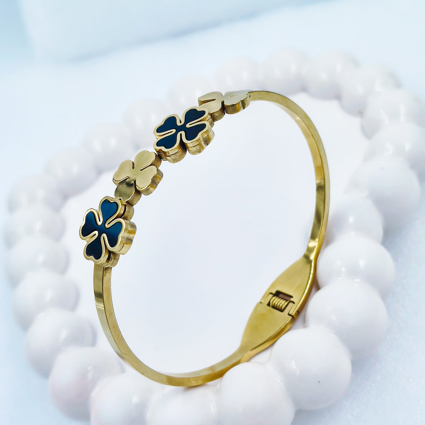 Four Clover Gold Plated Anti-Tarnish Bracelet (Regular Size & 2.8)