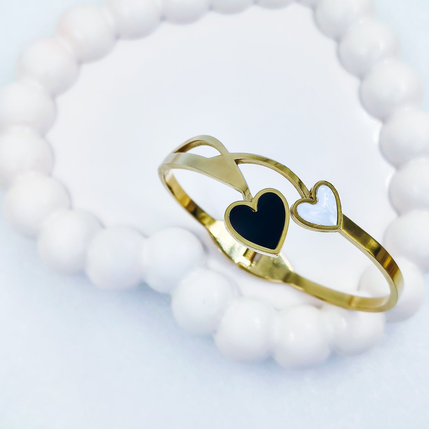Dual Heart Gold-Toned Anti-Tarnish Bracelet (Regular Size, 2.6 & 2.8)
