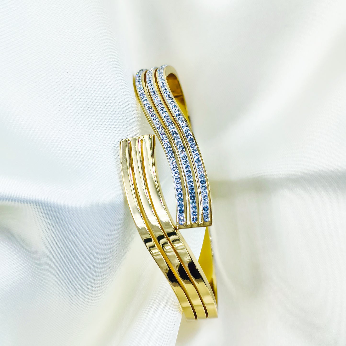 Anti-Tarnish Gold Plated Wave Design Kada Bracelet Regular Size 2.8 | True Shiny Jewells