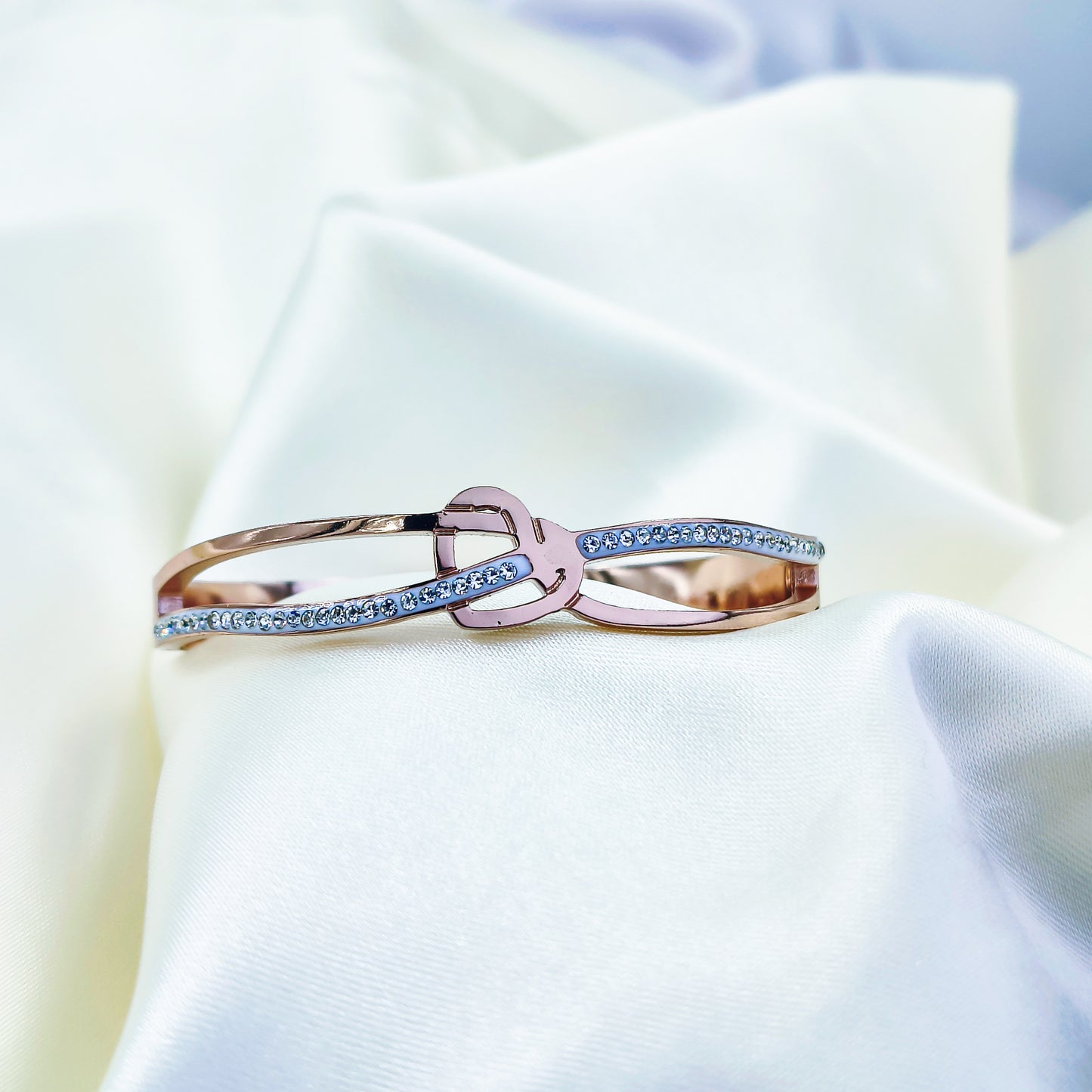 Anti-Tarnish Rose Gold Plated Kada Bracelet with Stone Detailing – Baby Size 2.6  | True Shiny Jewells