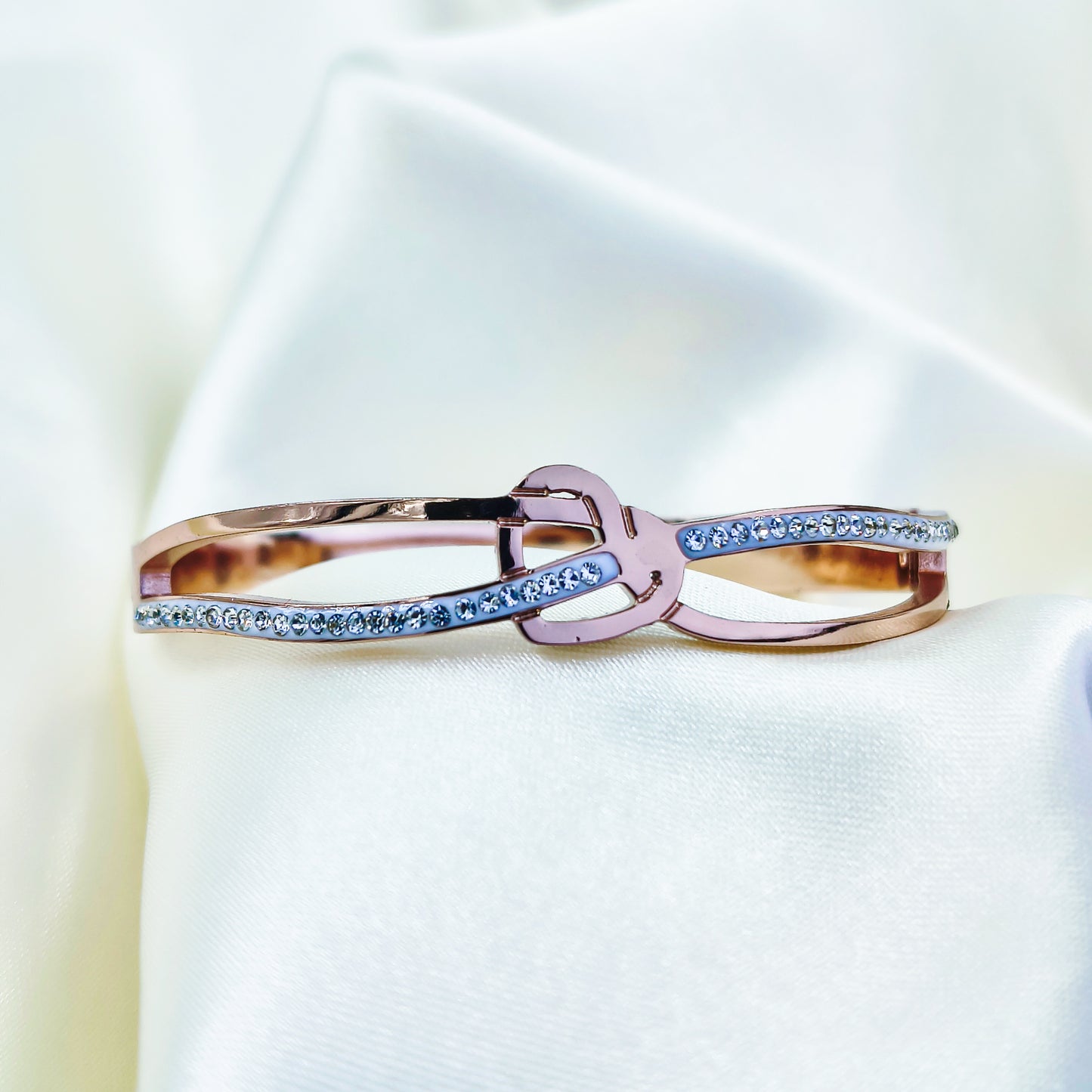 Anti-Tarnish Rose Gold Plated Kada Bracelet with Stone Detailing – Baby Size 2.6  | True Shiny Jewells