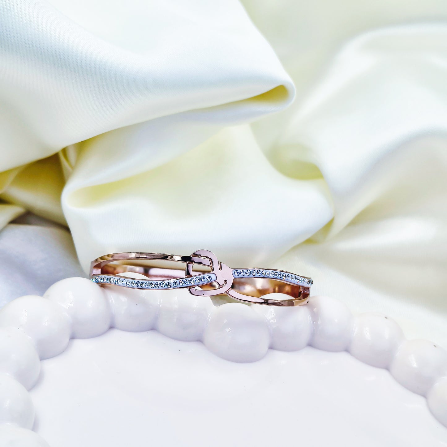 Anti-Tarnish Rose Gold Plated Kada Bracelet with Stone Detailing – Baby Size 2.6  | True Shiny Jewells