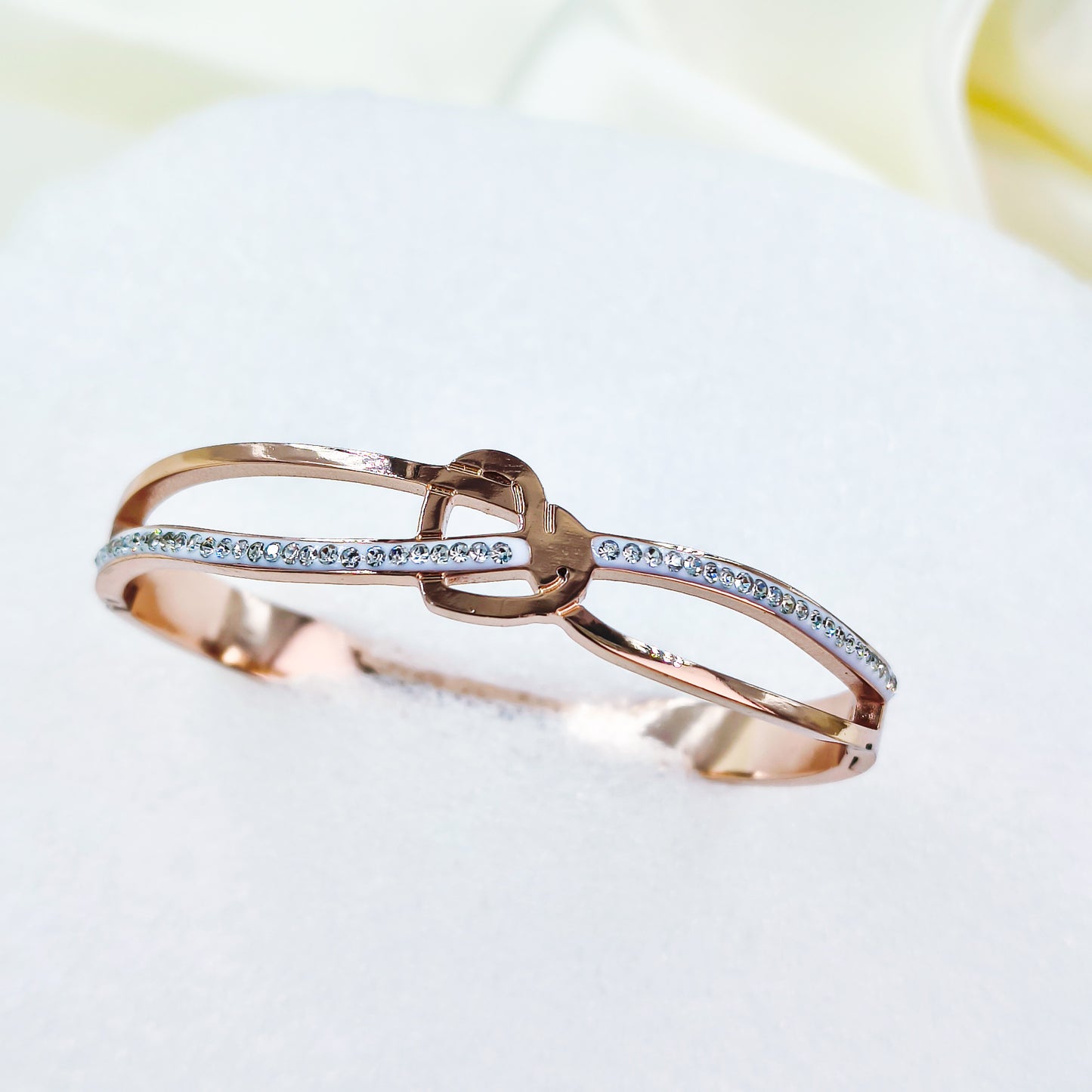 Anti-Tarnish Rose Gold Plated Kada Bracelet with Stone Detailing – Baby Size 2.6  | True Shiny Jewells