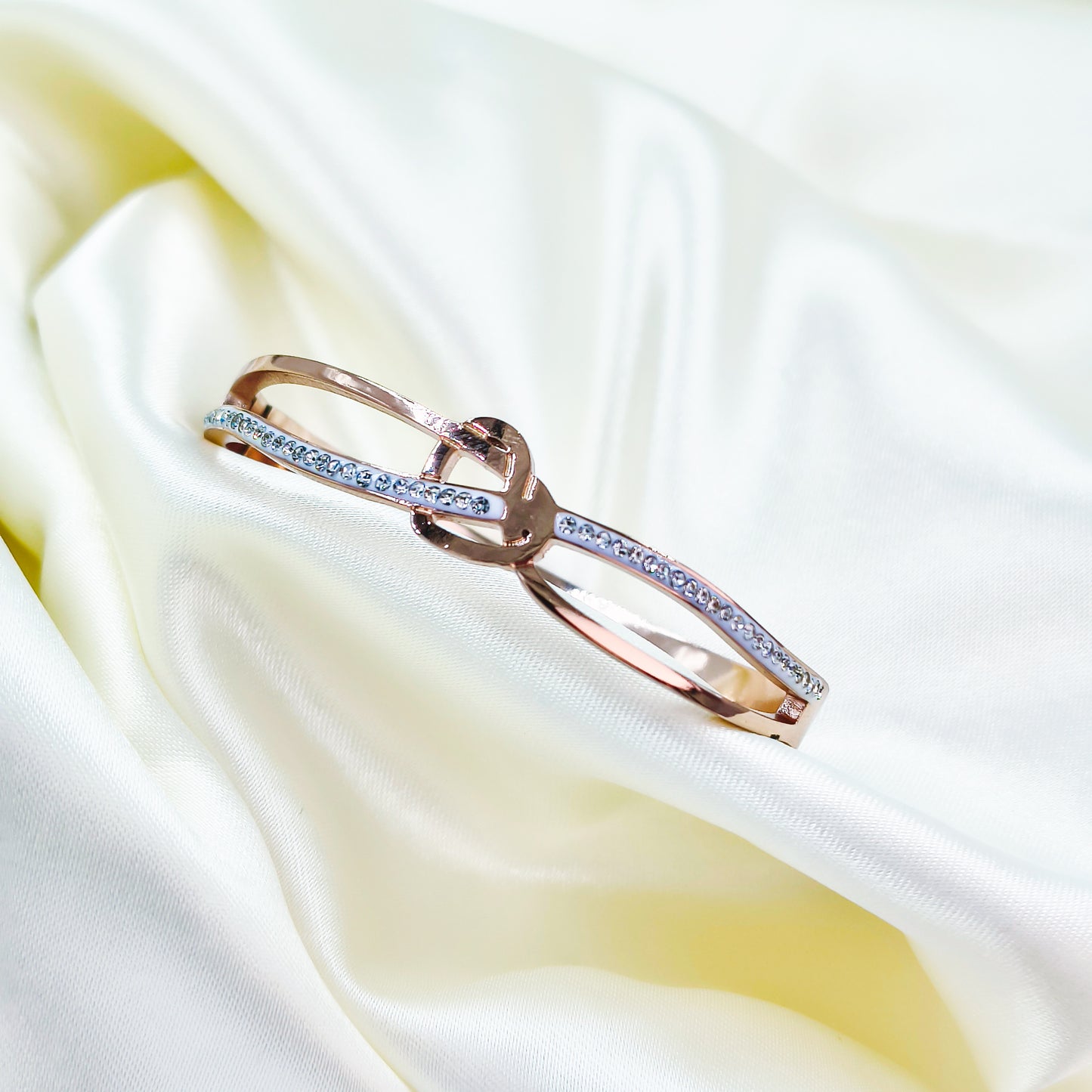 Anti-Tarnish Rose Gold Plated Kada Bracelet with Stone Detailing – Baby Size 2.6  | True Shiny Jewells