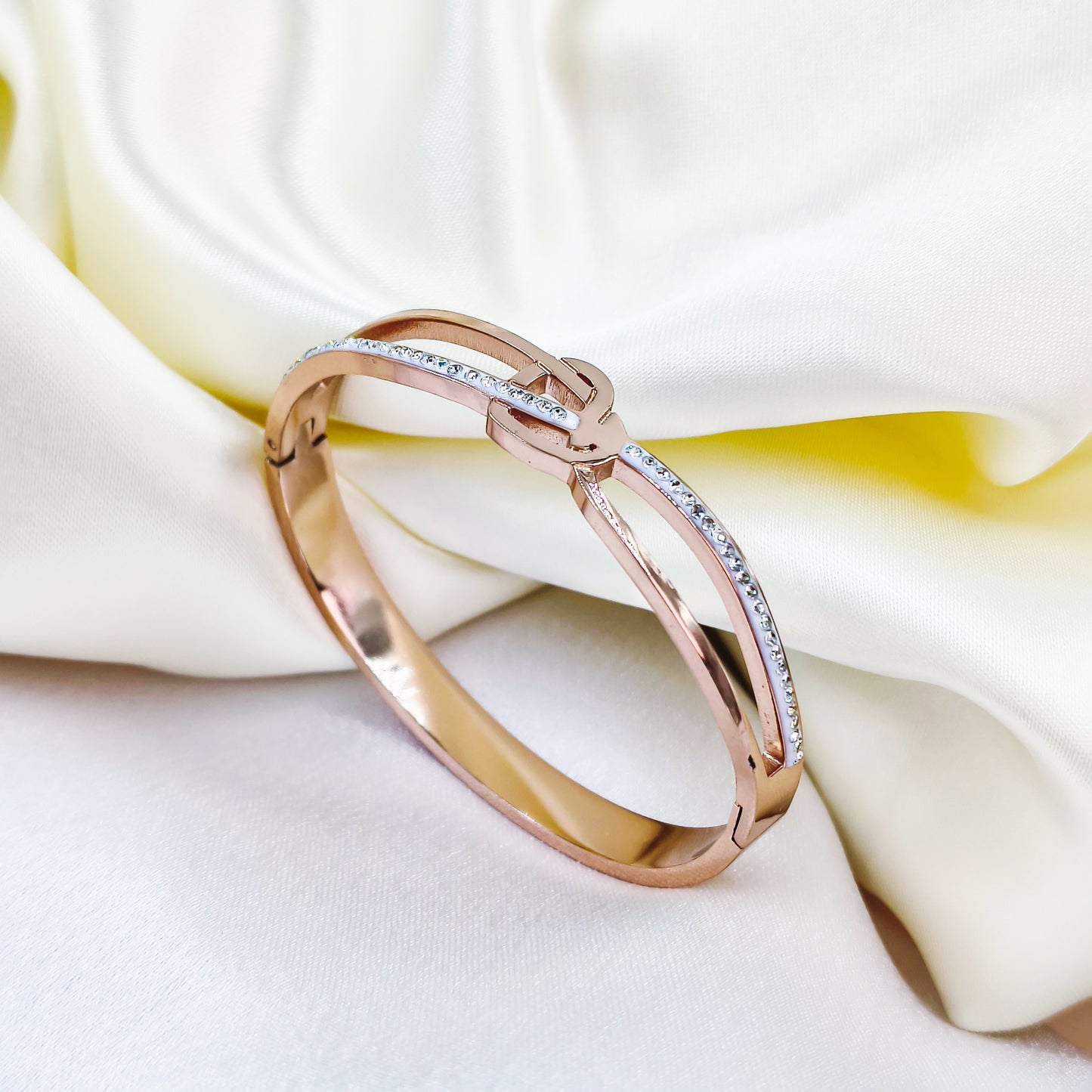 Anti-Tarnish Rose Gold Plated Kada Bracelet with Stone Detailing – Baby Size 2.6  | True Shiny Jewells
