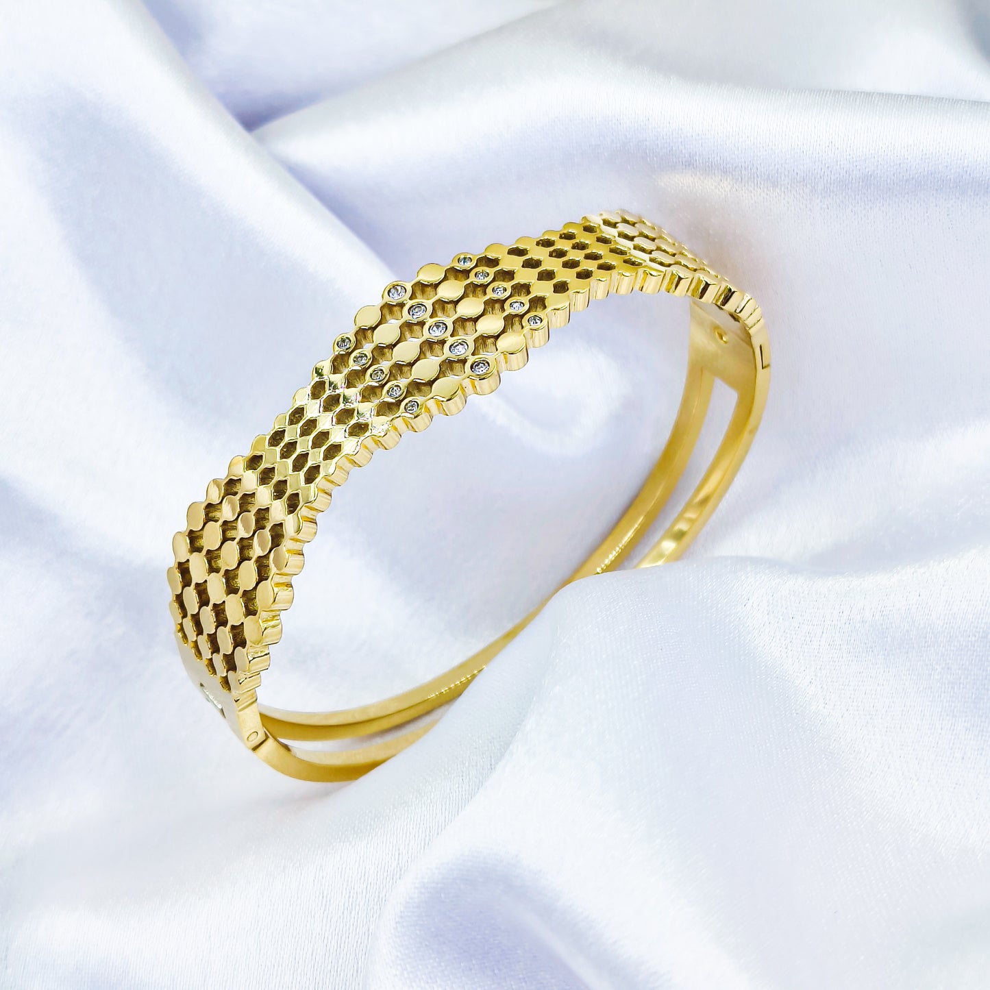 Anti-Tarnish Gold Plated Textured Kada Bracelet – Regular Size 2.8 | True Shiny Jewells