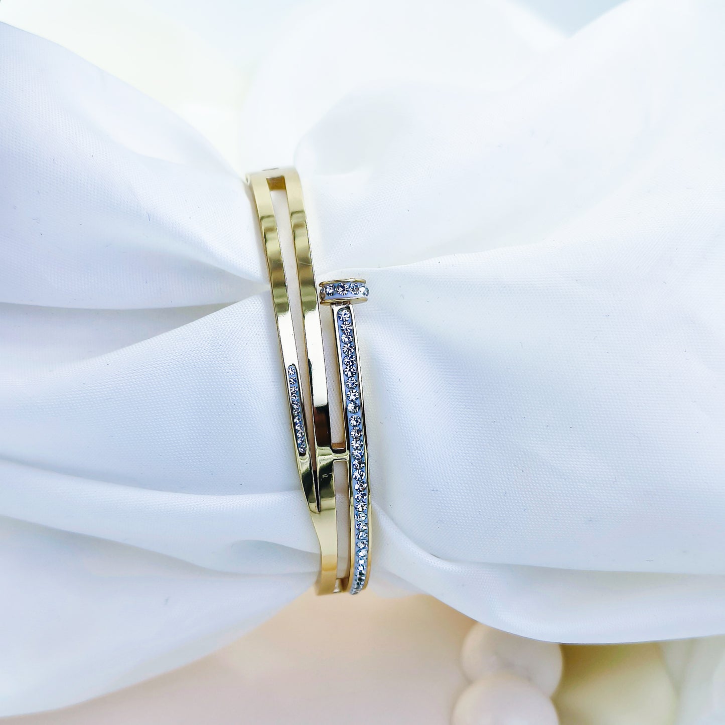 Anti-Tarnish Gold Plated Kada Bracelet with Sparkling Stones – Regular Size 2.8 | True Shiny Jewells