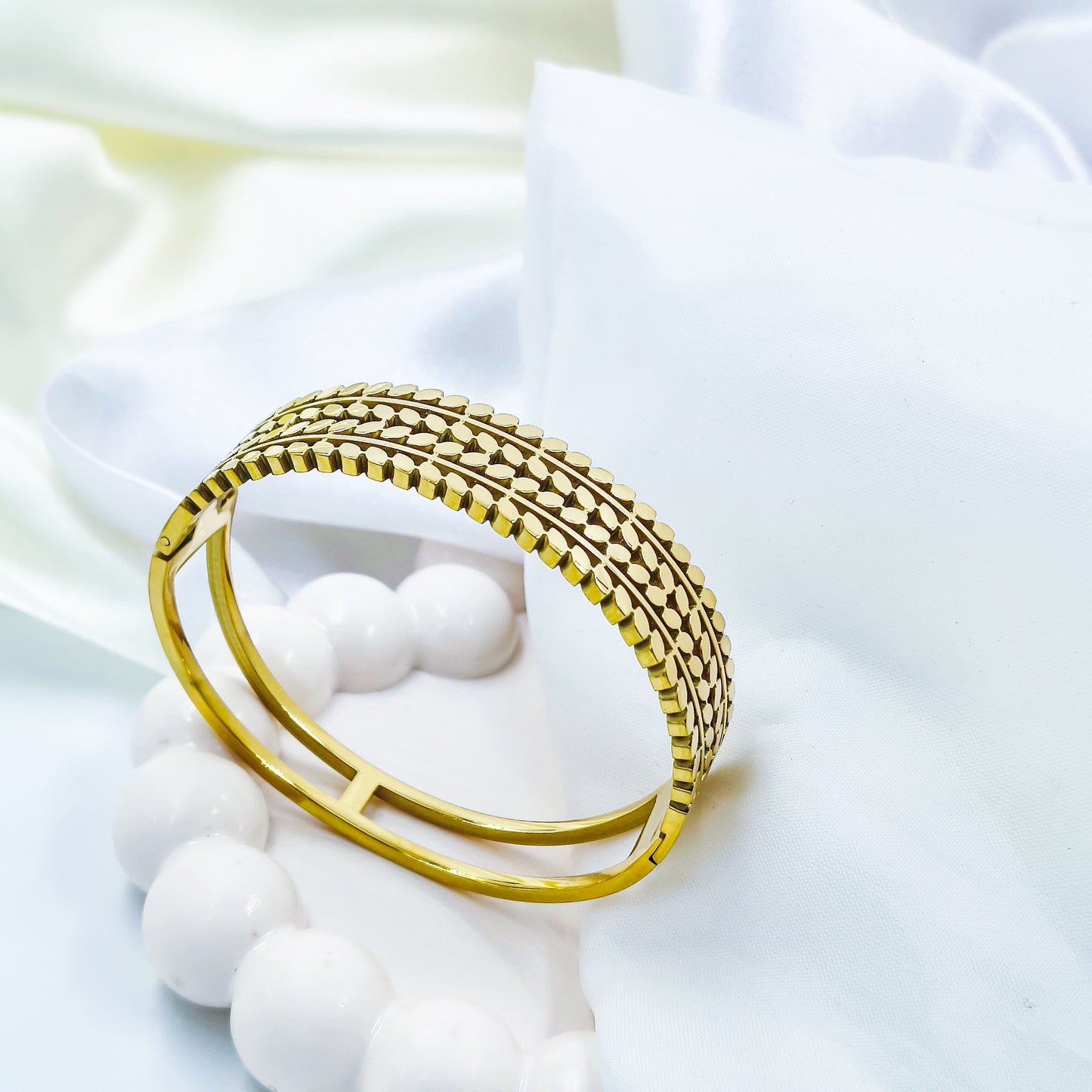 Anti-Tarnish Triple Line Gold Plated Kada Bracelet for Women – Regular Size 2.8