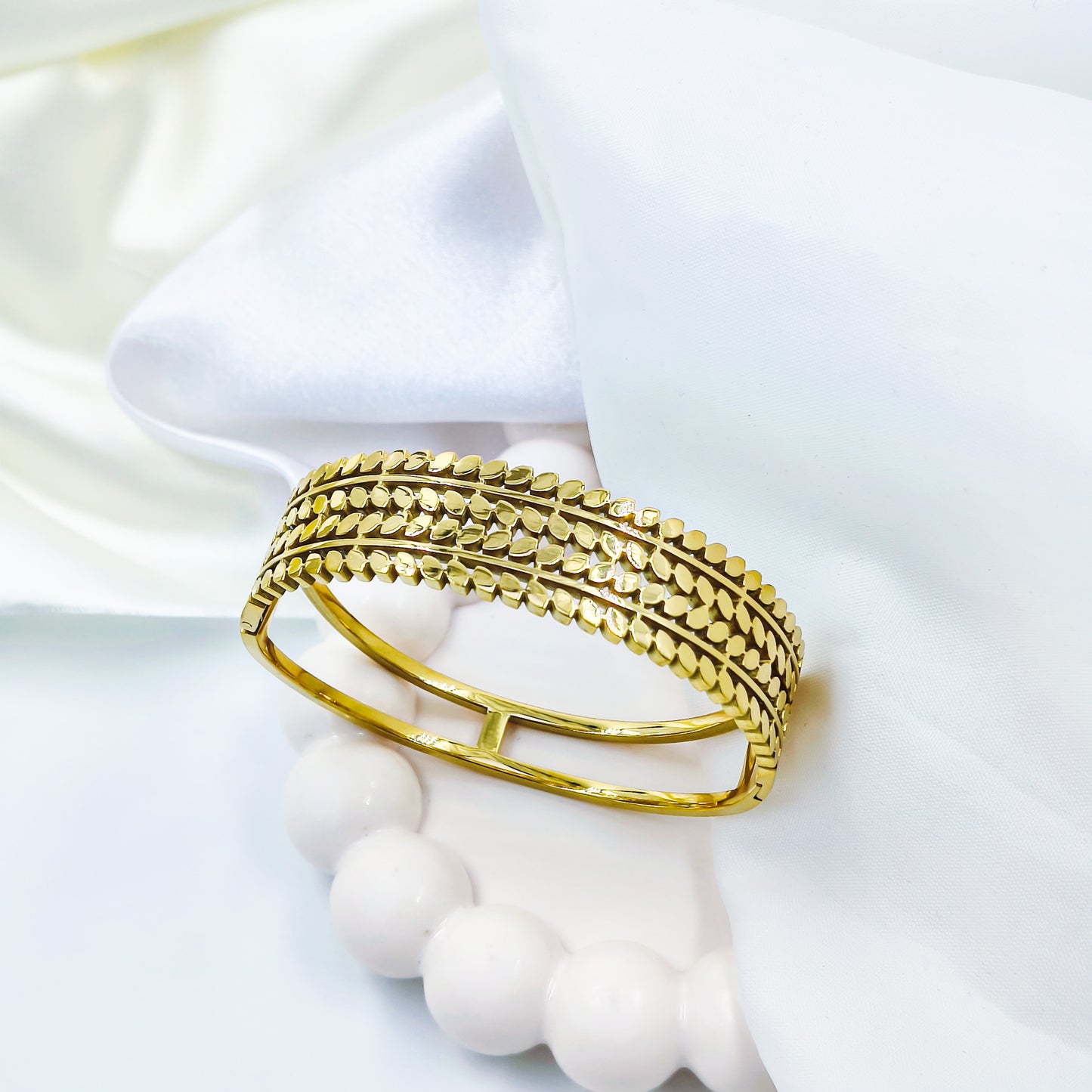 Anti-Tarnish Triple Line Gold Plated Kada Bracelet for Women – Regular Size 2.8