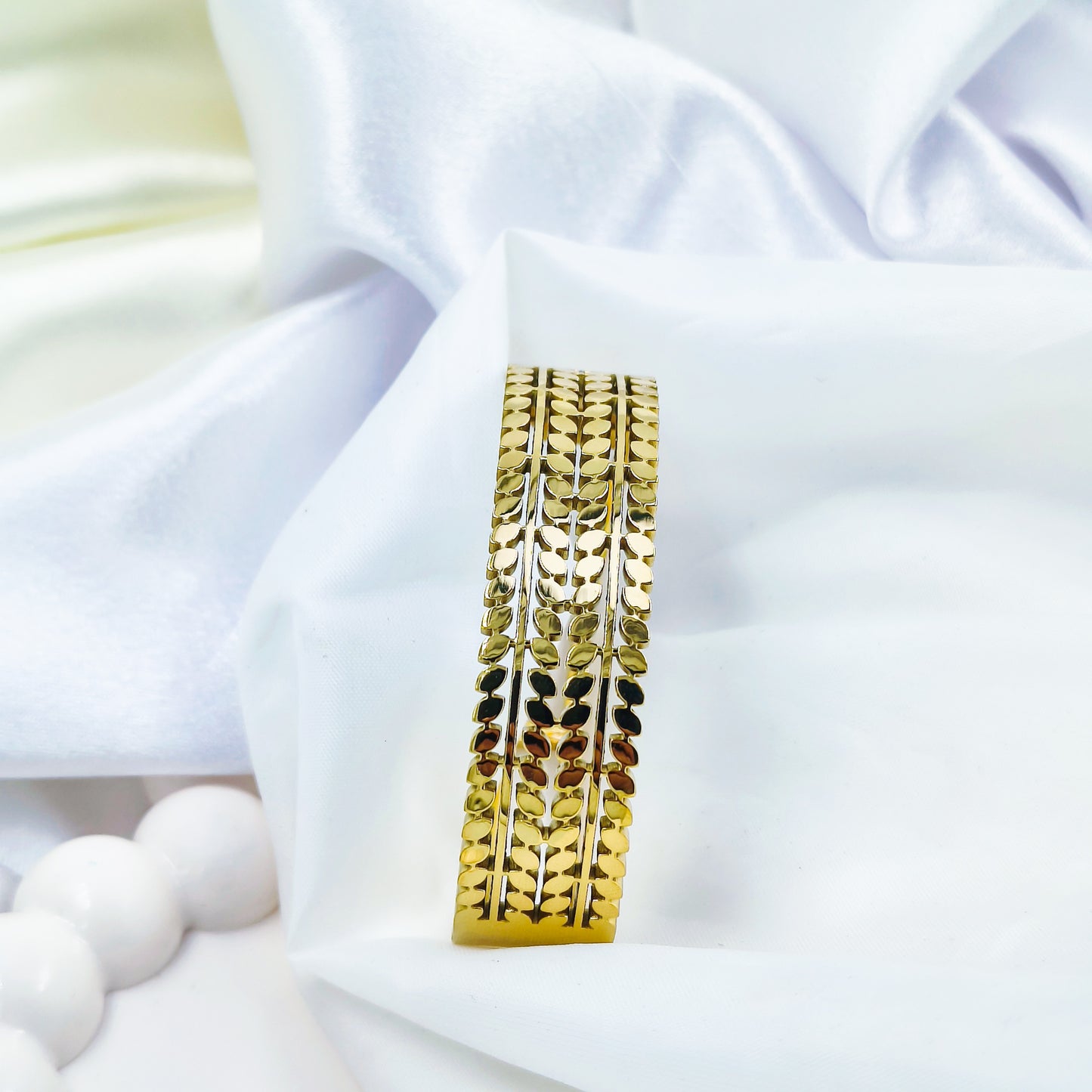 Anti-Tarnish Triple Line Gold Plated Kada Bracelet for Women – Regular Size 2.8
