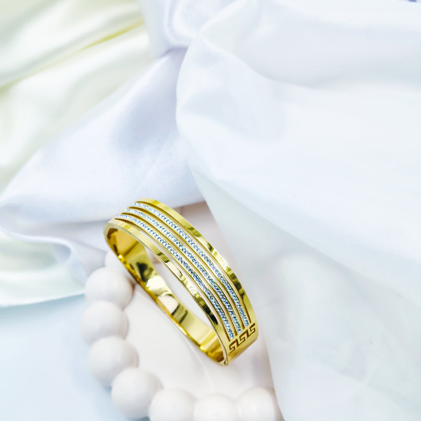 Anti-Tarnish Triple Line Gold Plated Kada Bracelet for Women – Regular Size 2.8