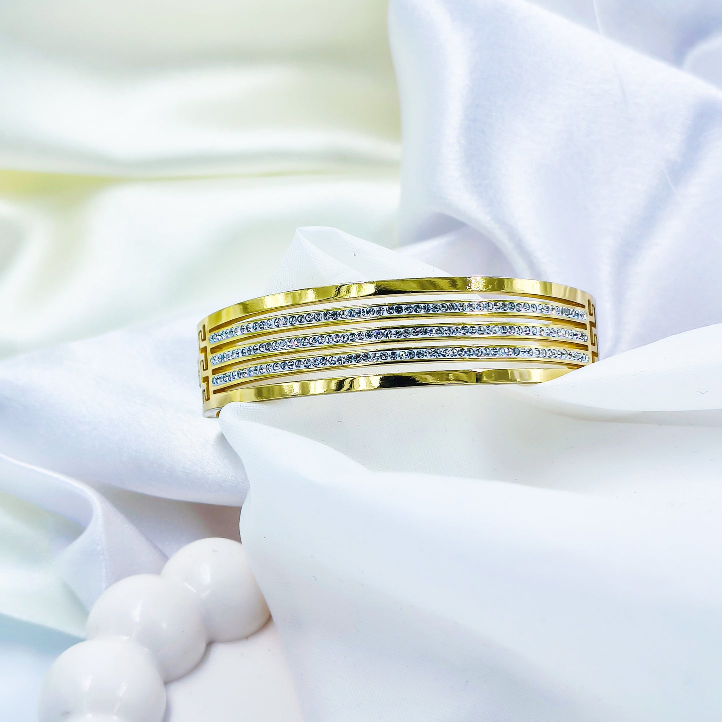 Anti-Tarnish Triple Line Gold Plated Kada Bracelet for Women – Regular Size 2.8