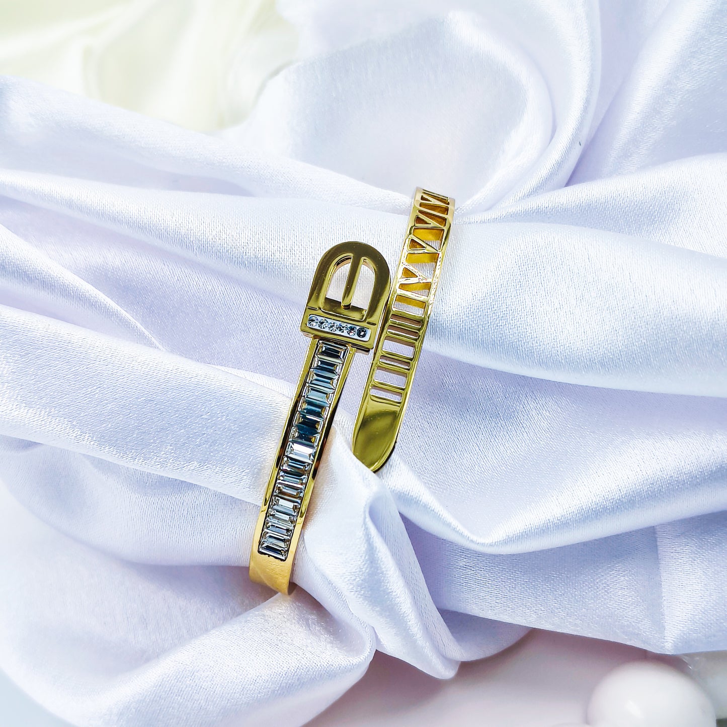 Anti-Tarnish Designer Gold Plated Kada Bracelet with Stone Belt Design – Regular Size 2.8