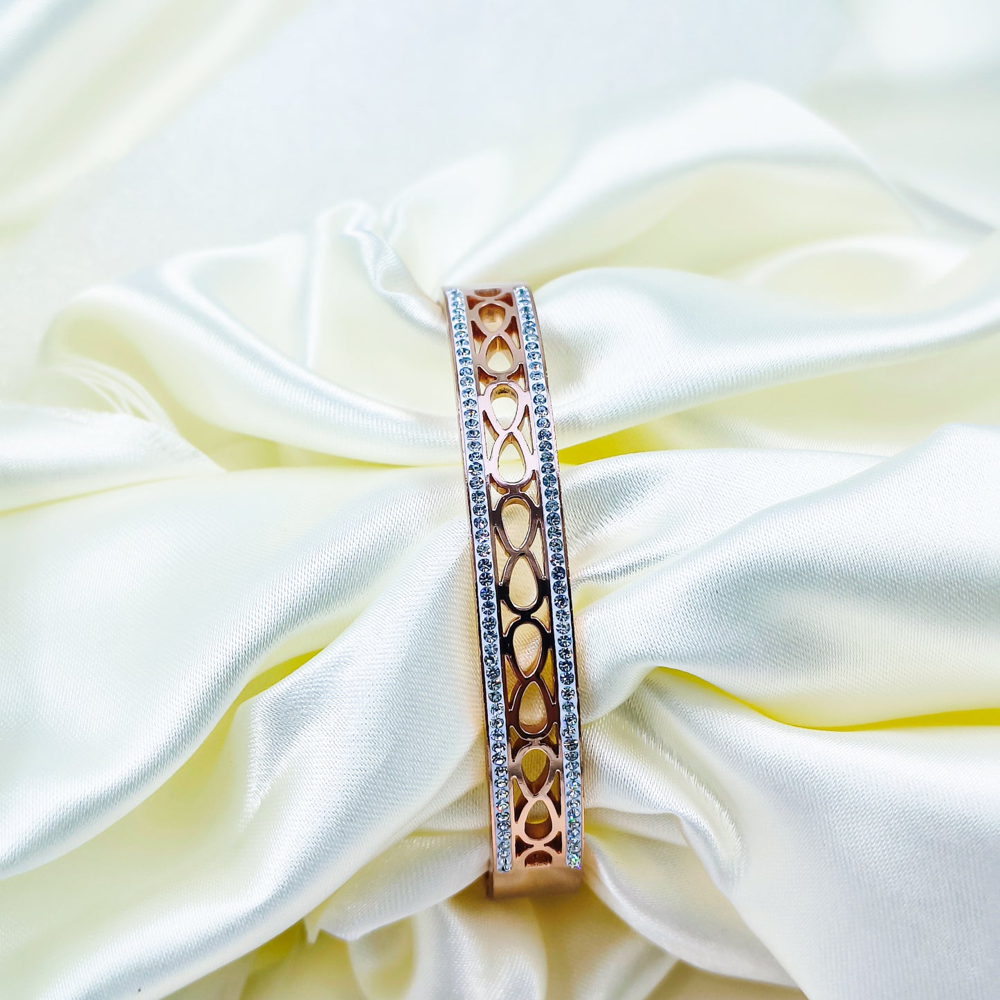 Anti-Tarnish Rose Gold Dual Line Kada Bracelet for Women – Regular Size 2.8