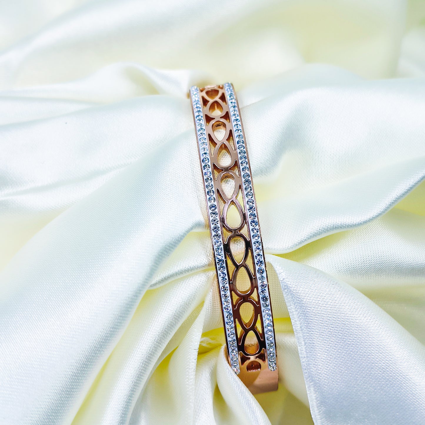 Anti-Tarnish Rose Gold Dual Line Kada Bracelet for Women – Regular Size 2.8
