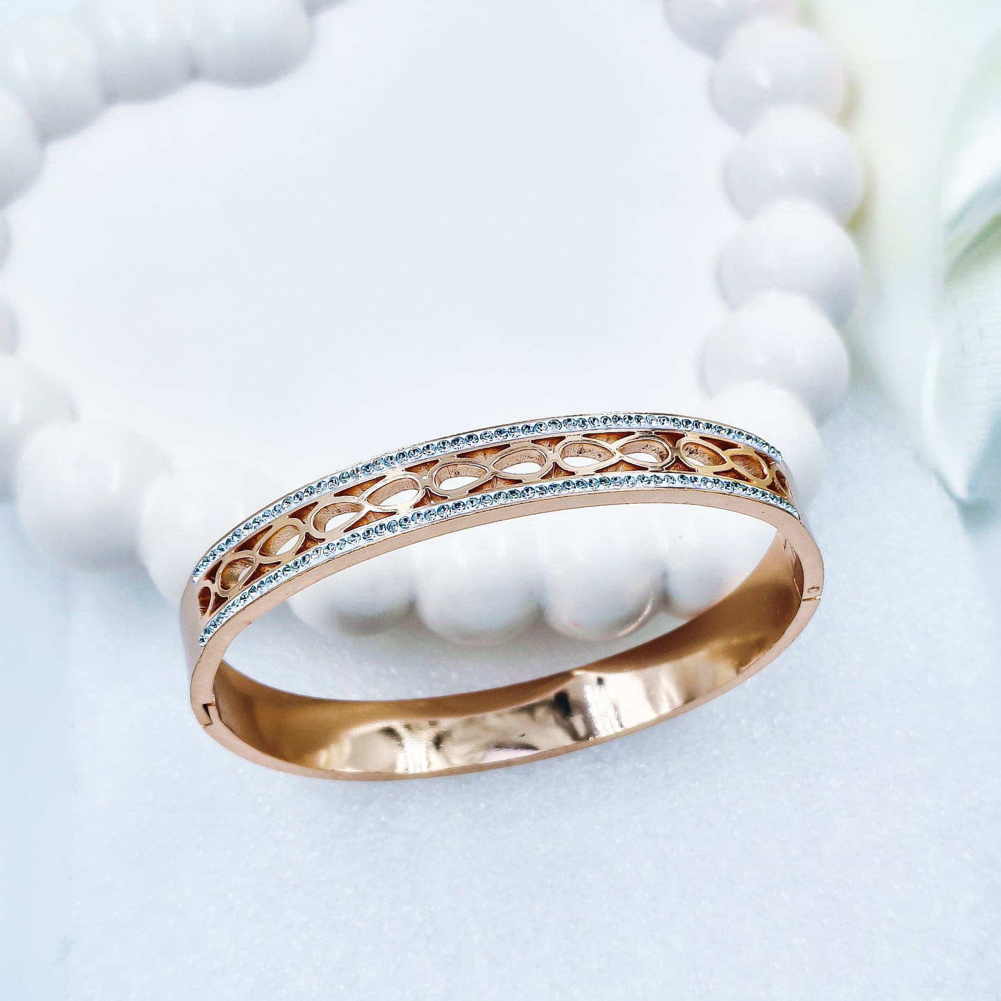 Anti-Tarnish Rose Gold Dual Line Kada Bracelet for Women – Regular Size 2.8