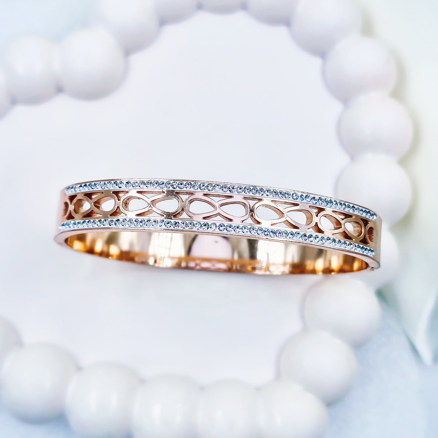 Anti-Tarnish Rose Gold Dual Line Kada Bracelet for Women – Regular Size 2.8