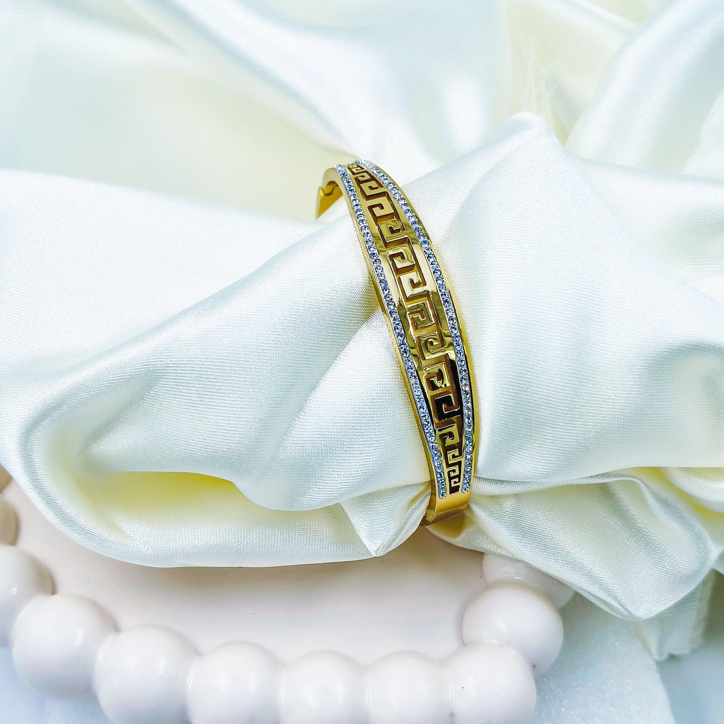 Anti-Tarnish Greek Pattern Gold Plated Kada Bracelet for Women – Regular Size 2.8