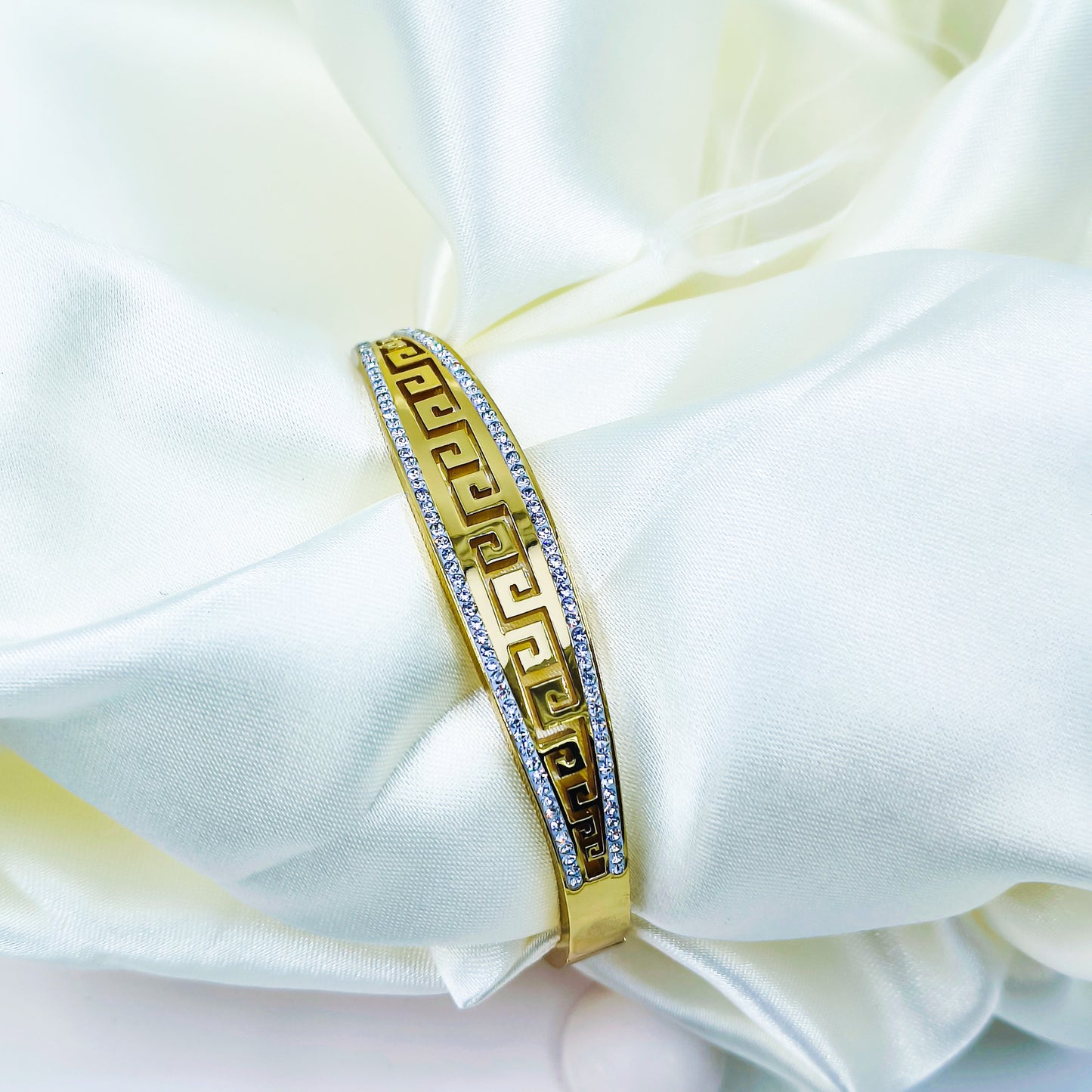 Anti-Tarnish Greek Pattern Gold Plated Kada Bracelet for Women – Regular Size 2.8
