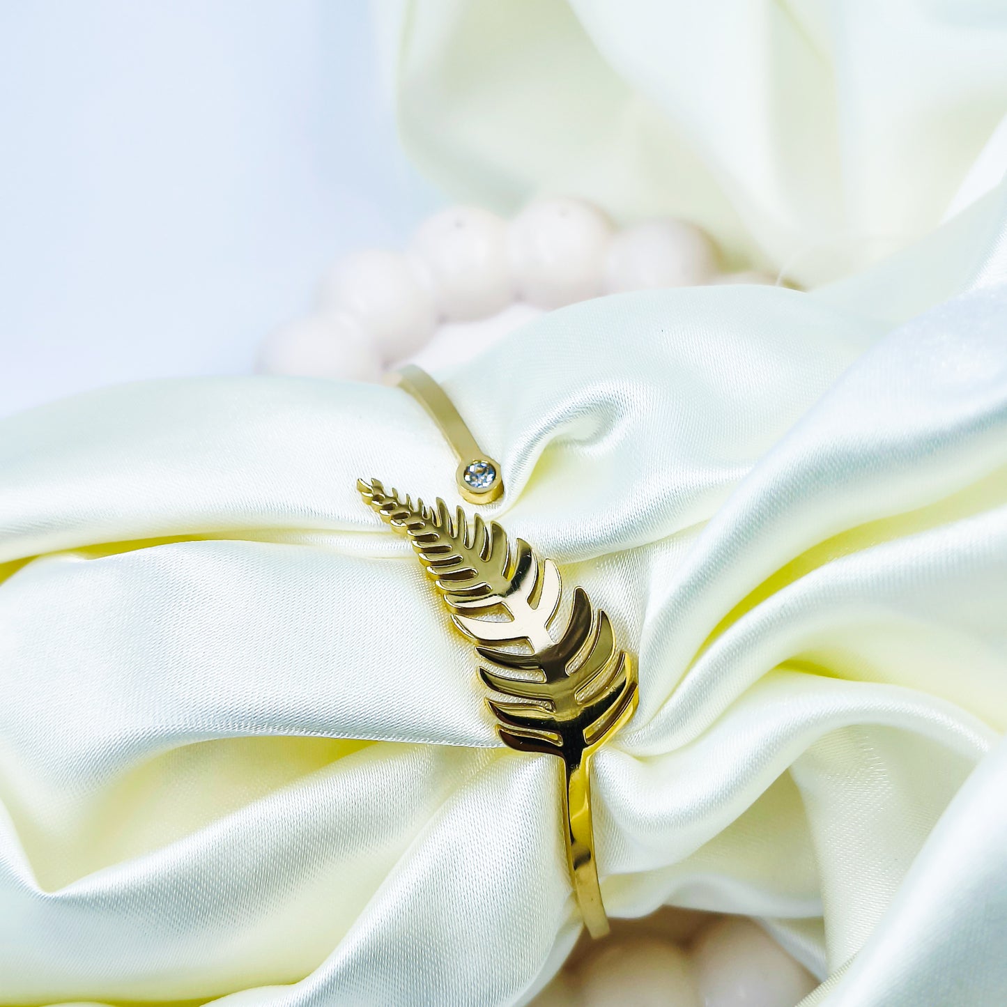 Anti-Tarnish Leaf Feather Design Gold Plated Kada Bracelet for Women – Regular Size 2.8