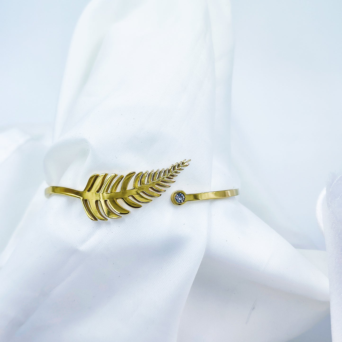 Anti-Tarnish Leaf Feather Design Gold Plated Kada Bracelet for Women – Regular Size 2.8