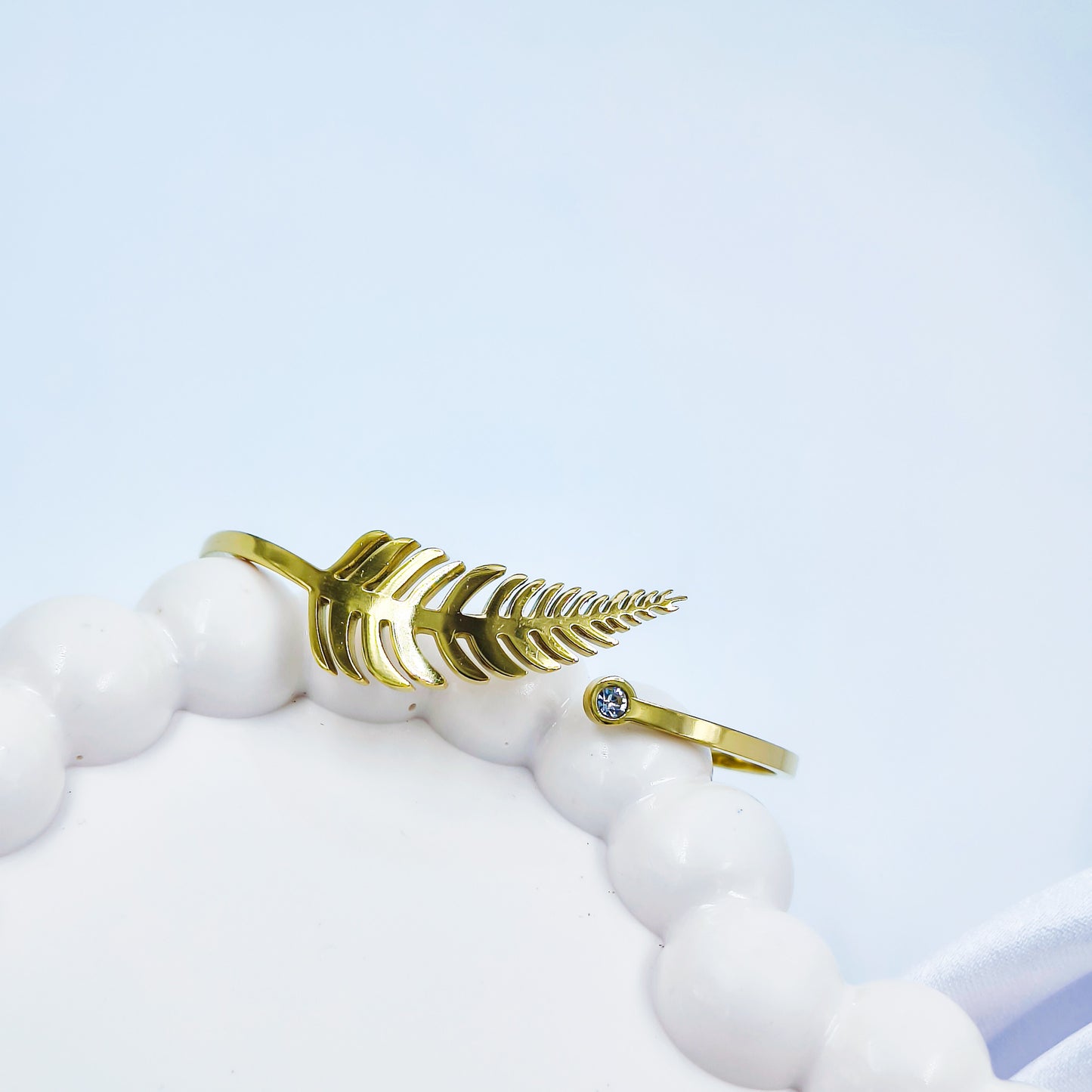 Anti-Tarnish Leaf Feather Design Gold Plated Kada Bracelet for Women – Regular Size 2.8