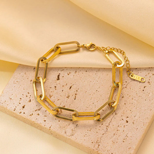 Anti Tarnish Gold Plated Link Chain Bracelet For Woman