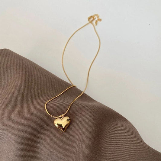 Minimal Heart Pendant Necklace – Anti-Tarnish Gold For Women