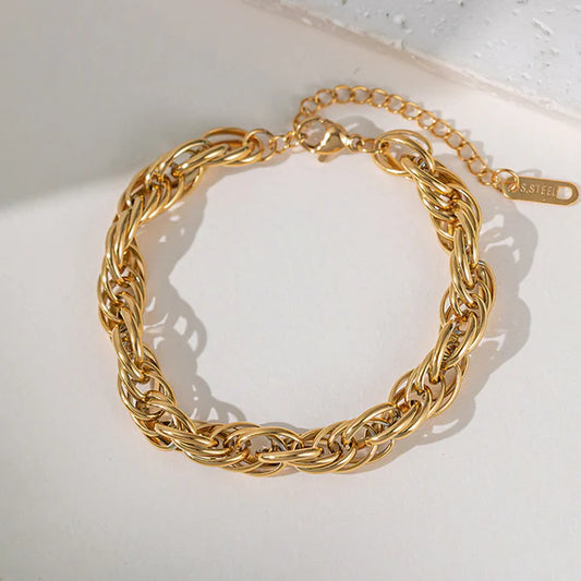 Anti Tarnish Gold Plated Rope Chain Bracelet For Woman