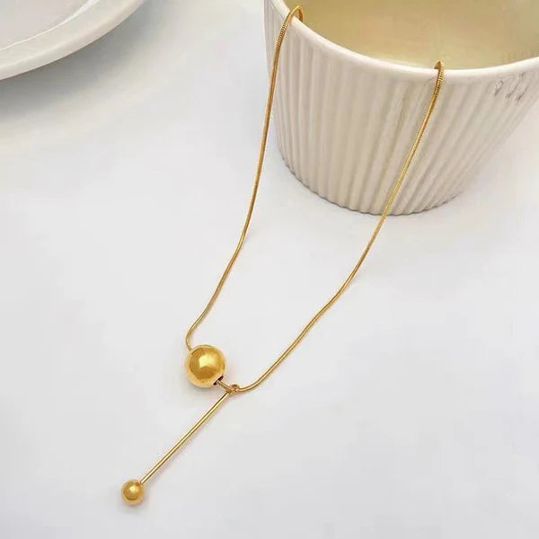 Gold Plated Anti-Tarnish Round Pendant Necklace for Women