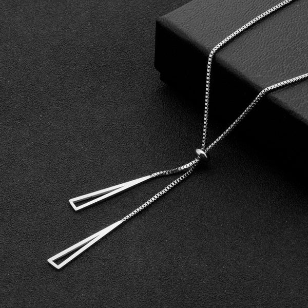Silver Plated Geometric Lariat Premium Pendant Necklace For Women