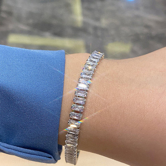 Silver Adjustable American Diamond Bracelet