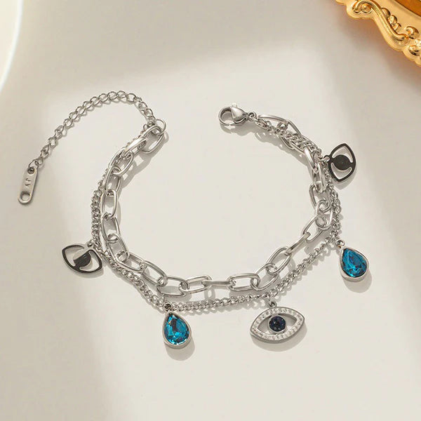Evil Eye Silver Charm Bracelet – Anti Tarnish Jewellery
