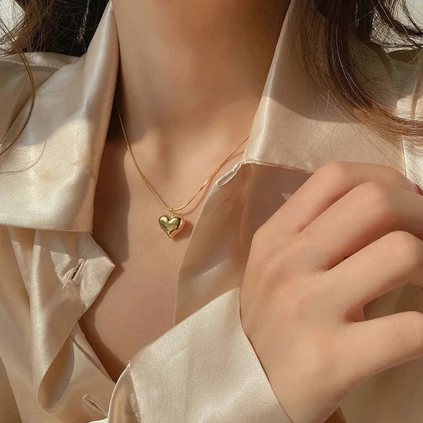 Minimal Heart Pendant Necklace – Anti-Tarnish Gold For Women