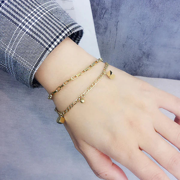 Layered Gold Charm Bracelet – Anti-Tarnish For Woman