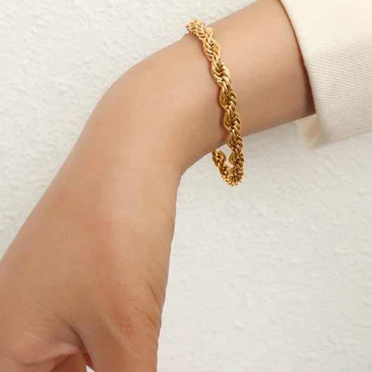Anti Tarnish Classic Gold Rope Chain Bracelet For Women