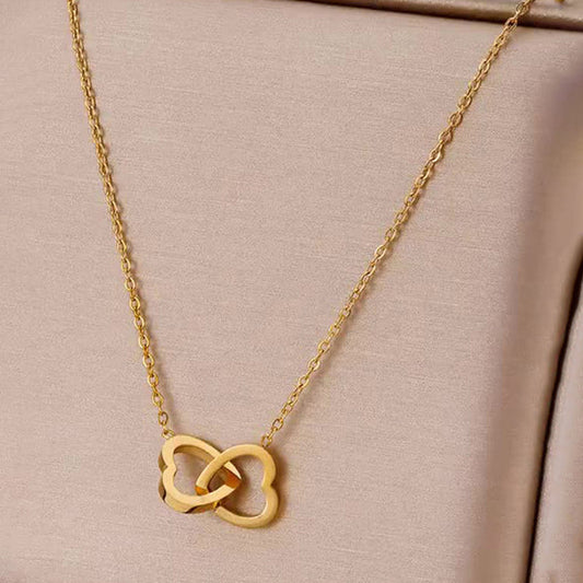 Linked Hearts Gold Plated Anti Tarnish Necklace for Woman
