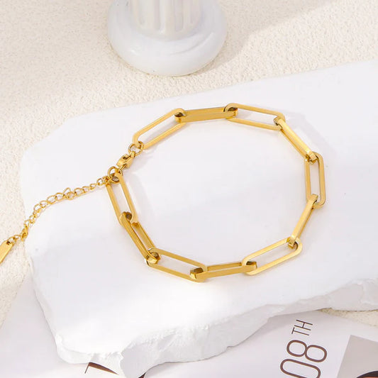 Anti Tarnish Gold Plated Link Chain Bracelet For Woman