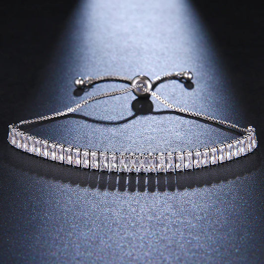 Silver Adjustable American Diamond Bracelet