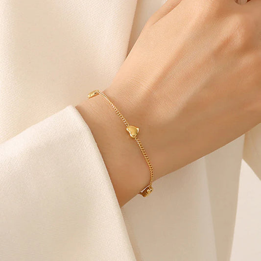 Gold-Plated Heart Charm Anti Tarnish Bracelet for Women