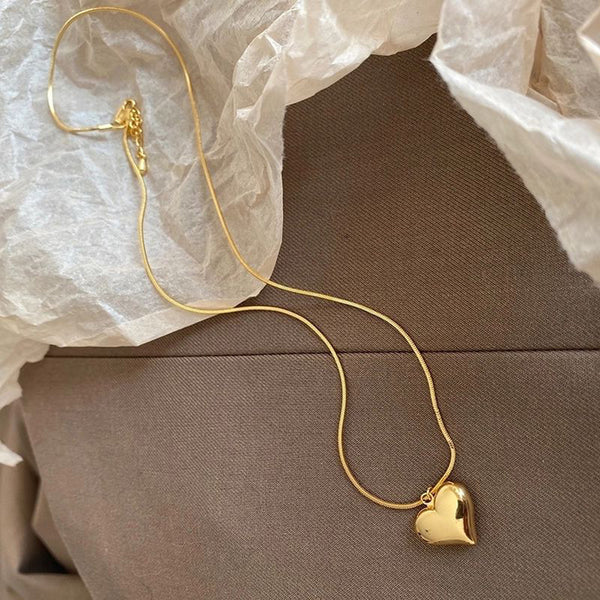 Minimal Heart Pendant Necklace – Anti-Tarnish Gold For Women