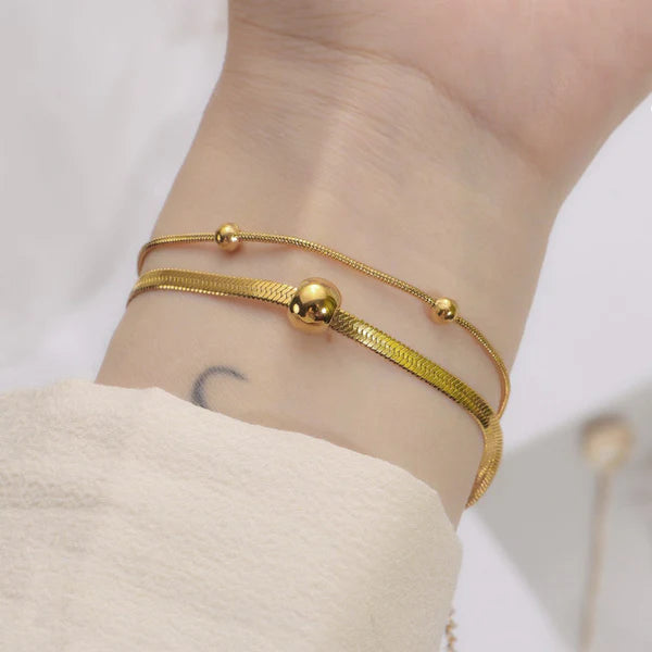 Gold Plated Double Chain Ball Bracelet – Anti Tarnish Jewellery For Women