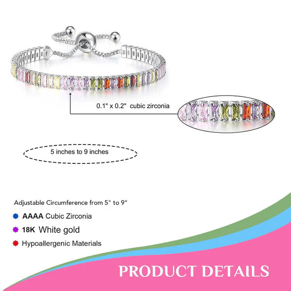 Anti Tarnish Silver Rainbow Crystal Bracelet