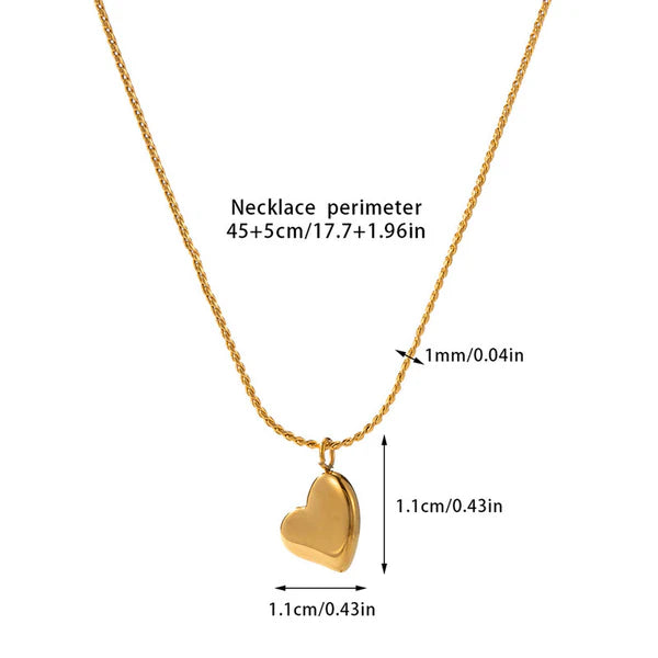 Gold Heart Pendant Anti Tarnish Necklace For Women
